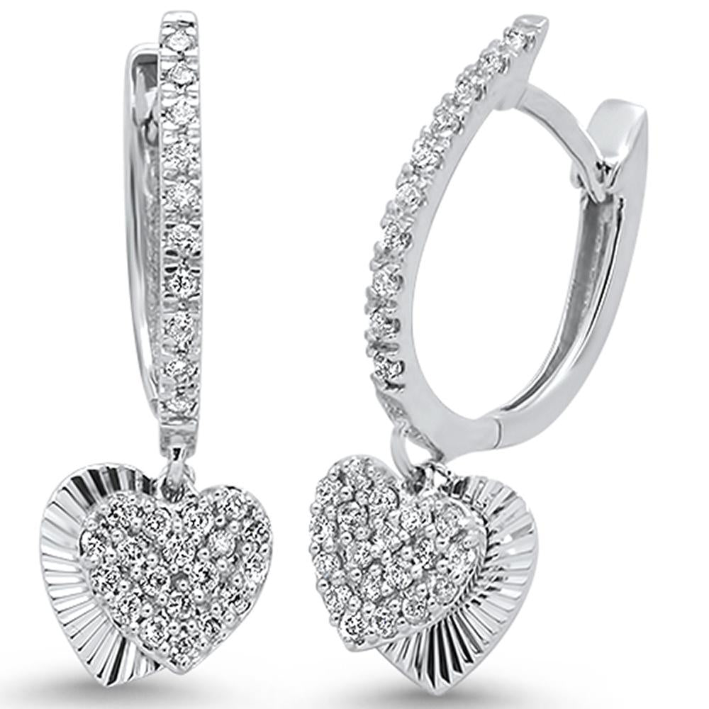 Muse Jewelry .36ct 14k White Gold Diamond Heart Dangle Earrings