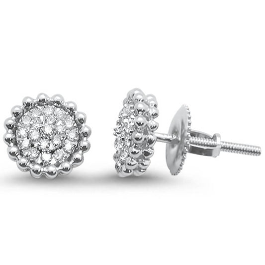 Muse Jewelry .17ct 14k White Gold Diamond Antique Style Stud Earrings