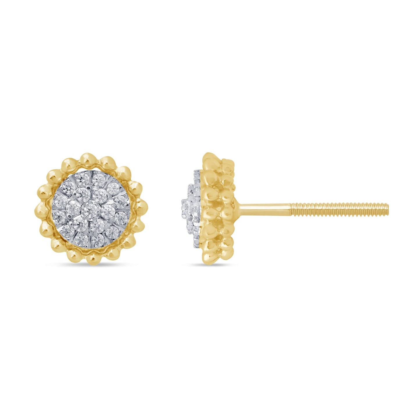 Muse Jewelry .17ct 14k Yellow Gold Diamond Antique Style Stud Earrings