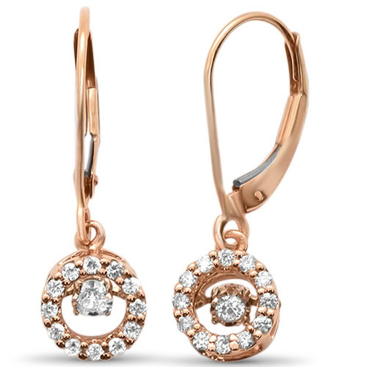 Muse Jewelry .24ct G SI 14k Rose Gold Dancing Diamond Drop Dangle Earrings