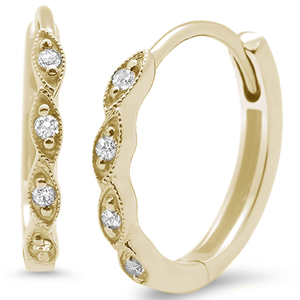 Muse Jewelry .09CT G SI 14KT Yellow Gold Diamond Trendy Hoop Huggie Earrings