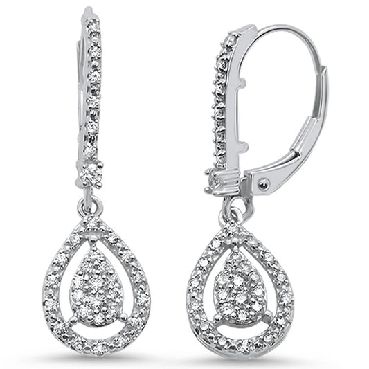 Muse Jewelry .41ct 14k White Gold Pear Tear Drop Dangle Diamond Earrings