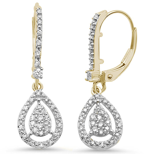 Muse Jewelry .40ct 14k Yellow Gold Pear Tear Drop Dangle Diamond Earrings