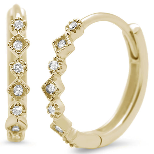 Muse Jewelry .15ct G SI 14K Yellow Gold Hoop Huggie Diamond Earrings