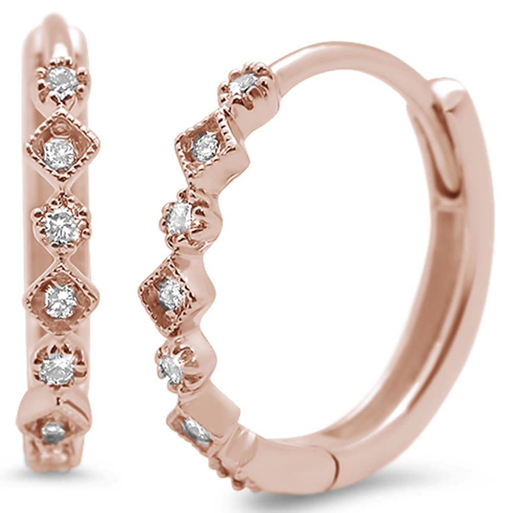 Muse Jewelry .16ct G SI 14K Rose Gold Diamond Hoop Huggie Earrings
