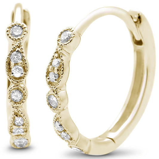 Muse Jewelry .14ct G SI 14k Yellow Gold Antique Style Hoop Huggie Diamond Earrings