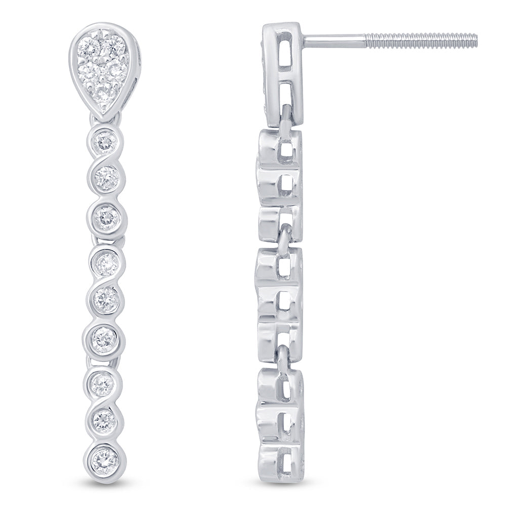 Muse Jewelry .25ct G SI 14k White Gold Infinity Drop Dangle Diamond Earrings