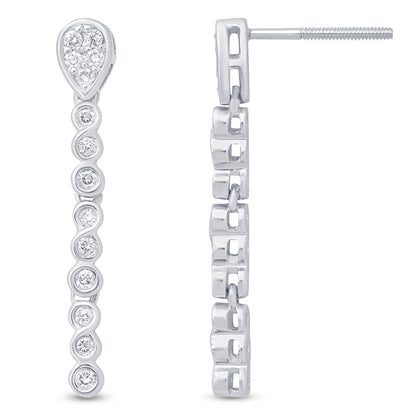 Muse Jewelry .25ct G SI 14k White Gold Infinity Drop Dangle Diamond Earrings