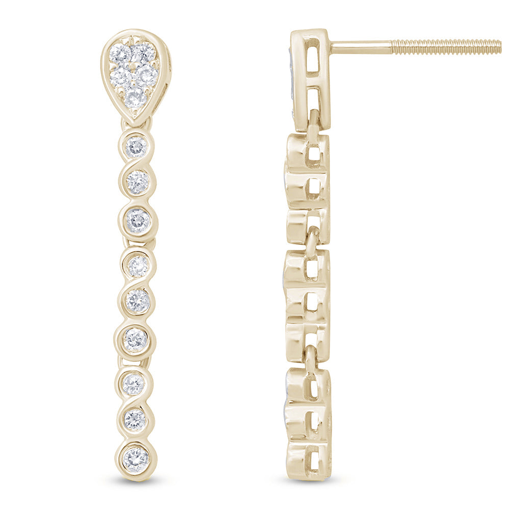 Muse Jewelry .27ct 14k Yellow Gold Infinity Drop Dangle Diamond Earrings