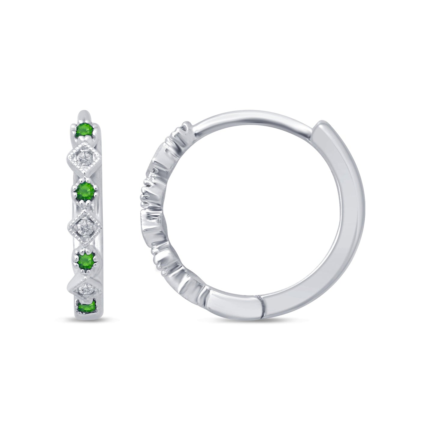 Muse Jewelry .12ct G SI 14KT White Gold Diamond Trendy Hoop Huggie Earrings