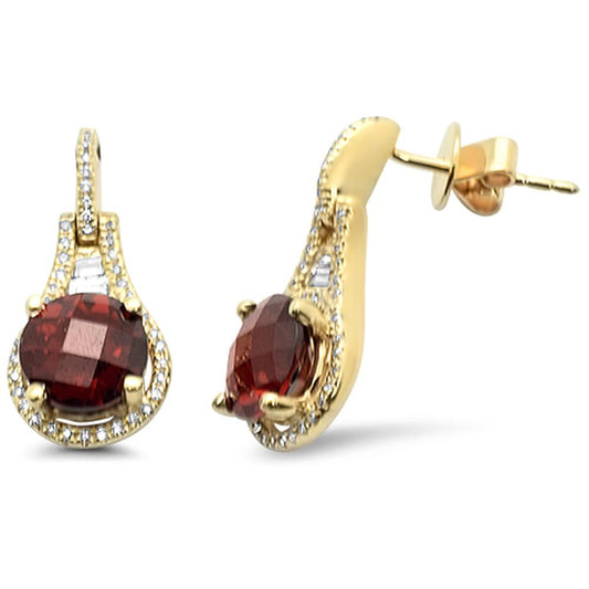 Muse Jewelry 3.43cts 14k Yellow Gold Round Garnet & Diamond Earrings