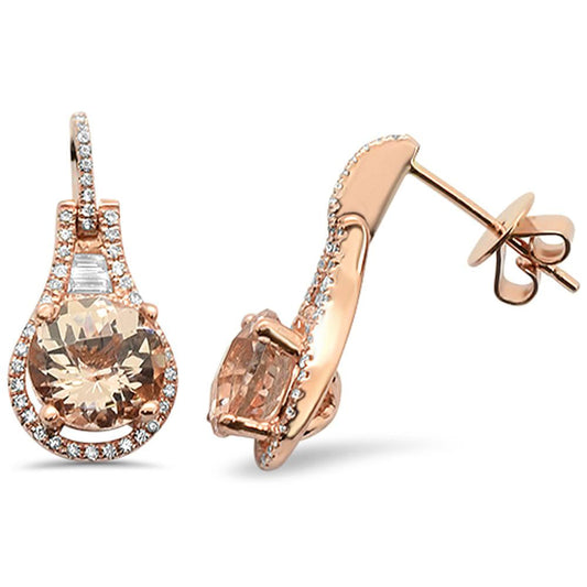 Muse Jewelry 2.64cts 14k Rose Gold Round Morganite & Diamond Earrings
