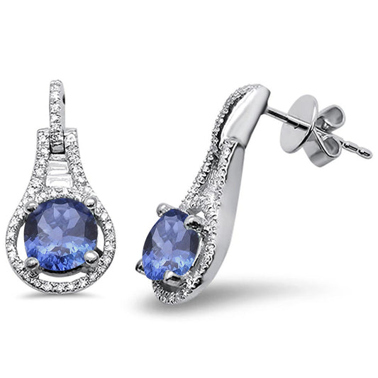 Muse Jewelry 2.15cts 14k White gold Round Tanzanite & Diamond Earrings