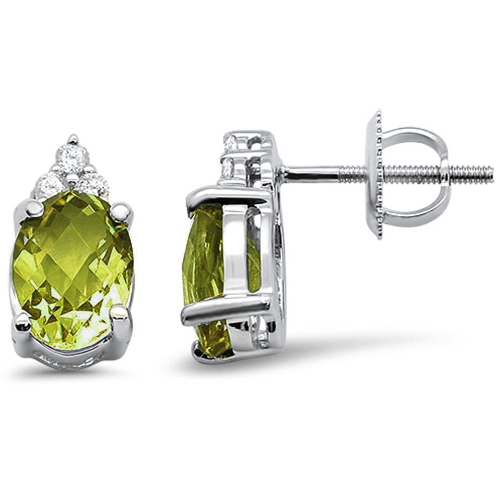 Muse Jewelry 2.39cts 10k White Gold Oval Olive & Diamond Earrings