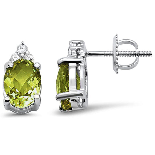 Muse Jewelry 2.39cts 10k White Gold Oval Olive & Diamond Earrings