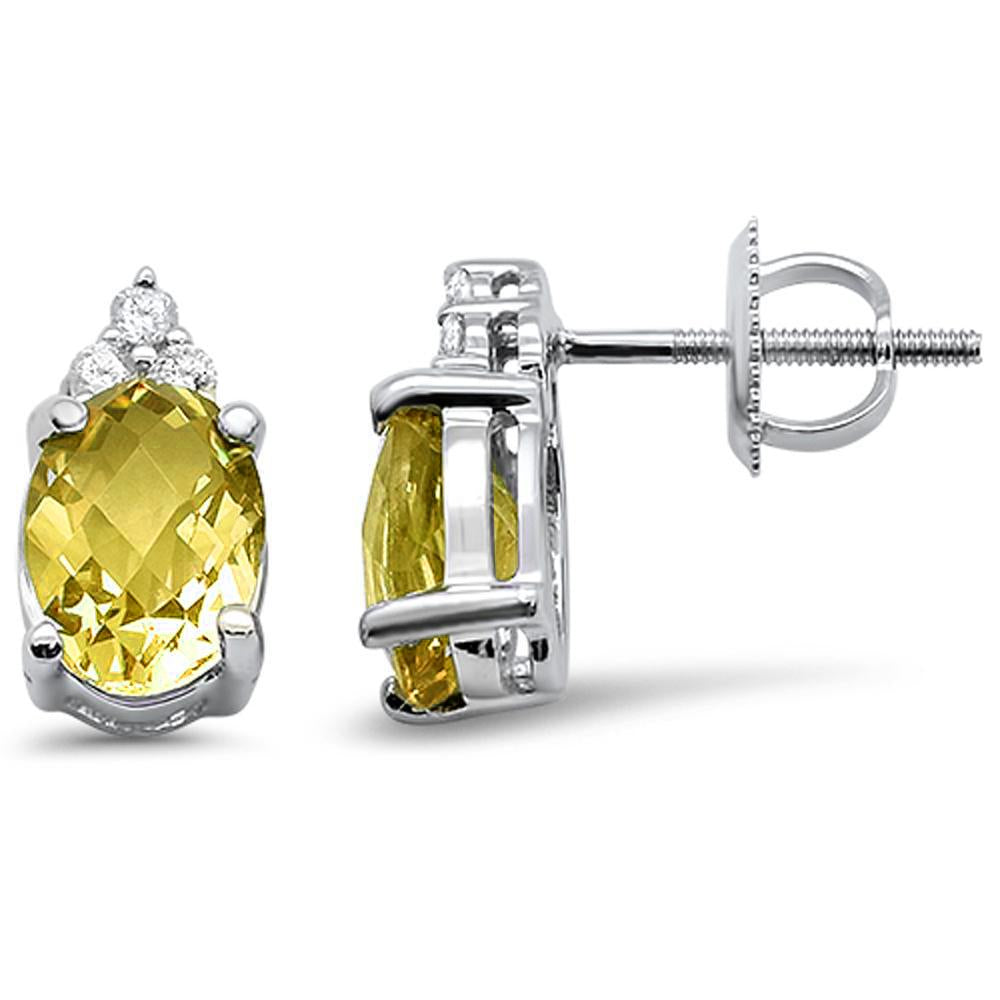 Muse Jewelry 2.29ct 10K White Gold Lemon Gemstone & Diamond Earrings