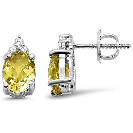 Muse Jewelry 2.29ct 10K White Gold Lemon Gemstone & Diamond Earrings