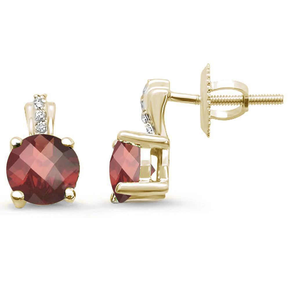Muse Jewelry 1.99ct 10k Yellow Gold Round Garnet & Diamond Earrings