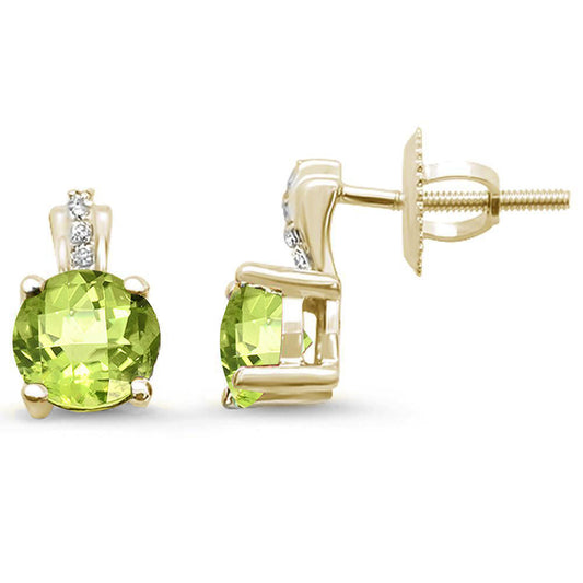 Muse Jewelry 1.63ct 10k Yellow Gold Round Peridot & Diamond Earrings