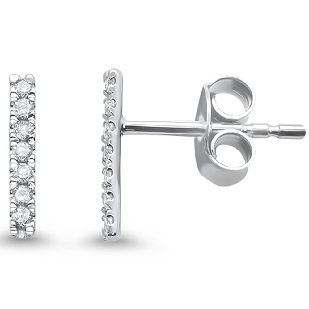 Muse Jewelry .11ct 14kt White Gold Diamond Line Modern Earrings