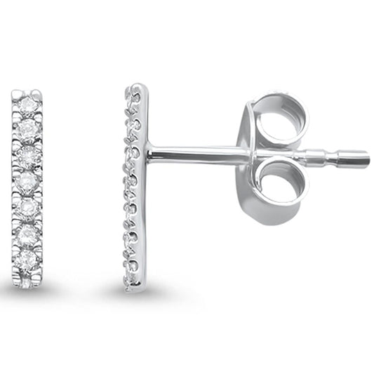 Muse Jewelry .11ct 14kt White Gold Diamond Line Modern Earrings