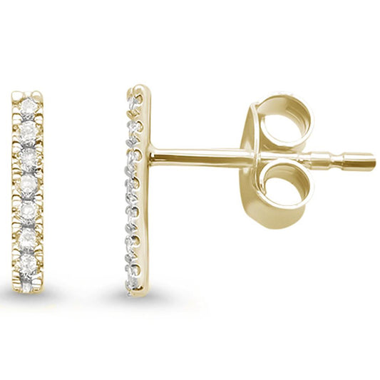 Muse Jewelry .11ct 14kt Yellow Gold Diamond Line Modern Earrings