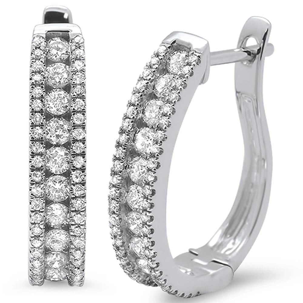 Muse Jewelry .87ct 14k White Gold Diamond J Hoop Huggie Earrings