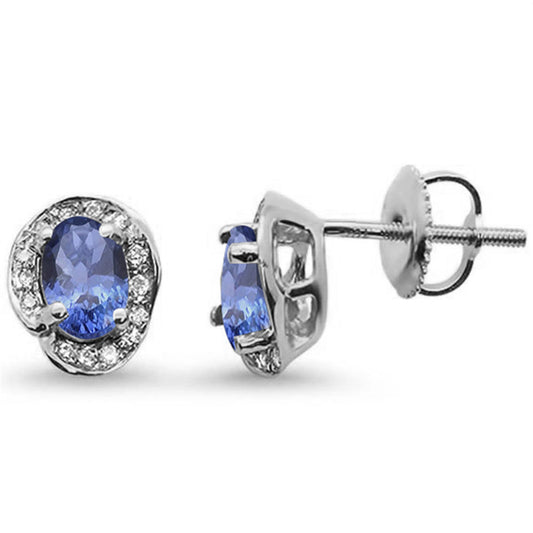 Muse Jewelry 1.27ct 10k White Gold Oval Tanzanite & Diamond Earrings