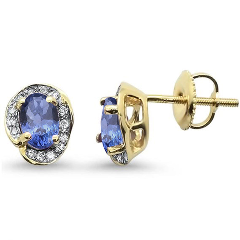 Muse Jewelry 1.50ct 10k Yellow Gold Oval Tanzanite & Diamond Earrings