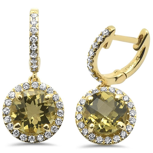Muse Jewelry 2.75cts 10k Yellow Gold Round Olive & Diamond Earrings