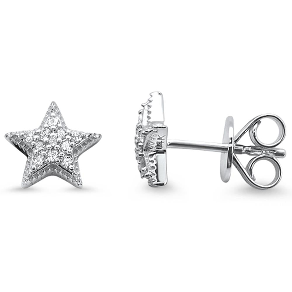 Muse Jewelry .14ct 14k white Gold Star Stud Diamond Earrings