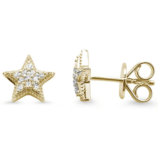 Muse Jewelry .13ct 14k Yellow Gold Star Stud Diamond Earrings