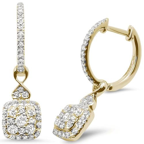 Muse Jewelry .61ct 14k Yellow Gold Drop Dangle Hoop Diamond Earrings