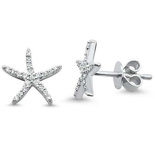 Muse Jewelry .18ct 14k White Gold Diamond Star Earrings