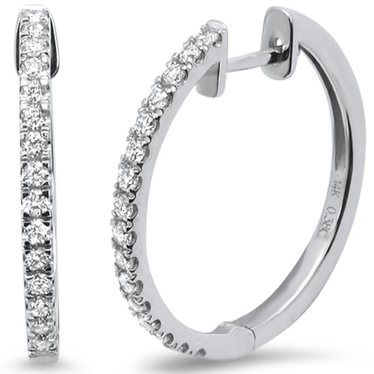 Muse Jewelry .38ct 14k White Gold Hoop Huggie Diamond Earrings