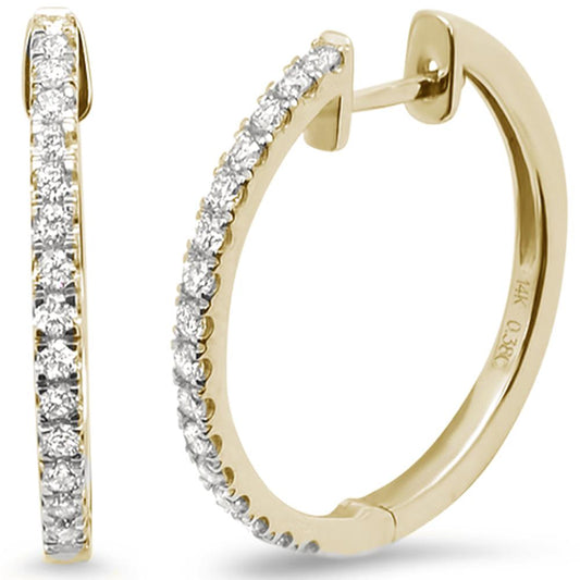 Muse Jewelry .38ct 14k Yellow Gold Hoop Huggie Diamond Earrings