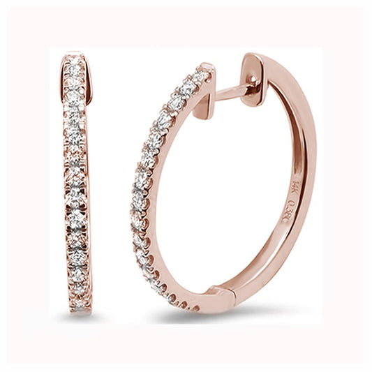 Muse Jewelry .26ct 14k Rose Gold Diamond Hoop Huggie Earrings