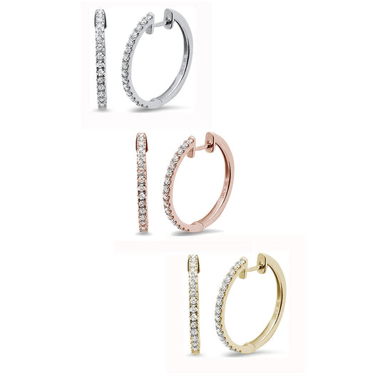 Muse Jewelry .26ct 14k Gold Hoop Huggie Diamond Earrings