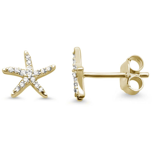 Muse Jewelry .12ct 14k Yellow Gold Diamond Star Earrings