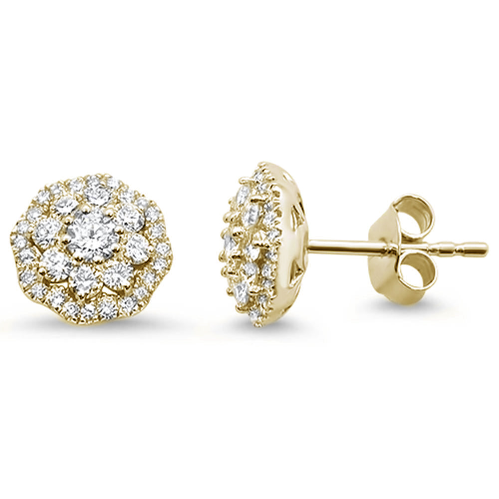 Muse Jewelry .78ct 14k Yellow Gold Cluster Flower Stud Art Deco Diamond Earrings