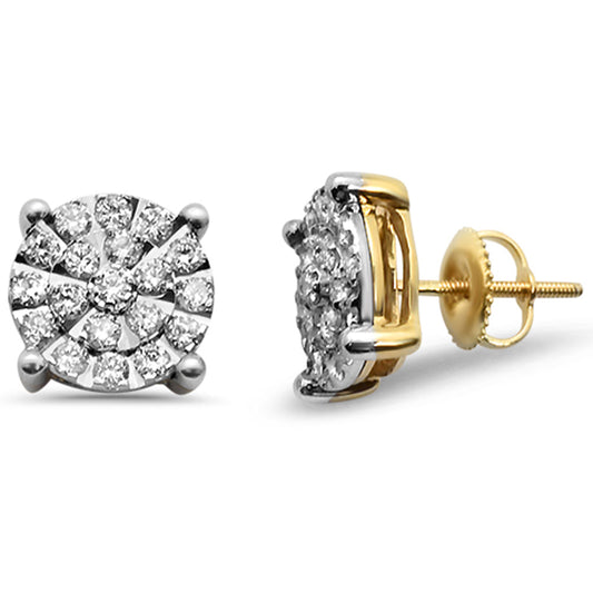 Muse Jewelry .99ct F SI 10K Yellow Gold Micro Pave Diamond Stud Earrings