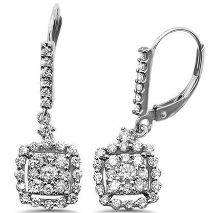 Muse Jewelry .98cts 14k White Gold Diamond Drop Dangle Hoop Earrings