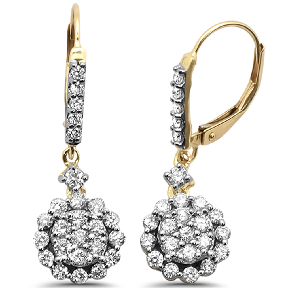 Muse Jewelry 1.05ct F SI 10K Yellow Gold Micro Pave Drop Dangle Diamond Earrings