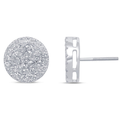 Muse Jewelry 1.54ct G SI 10K White Gold Round Micro Pave Diamond Earrings