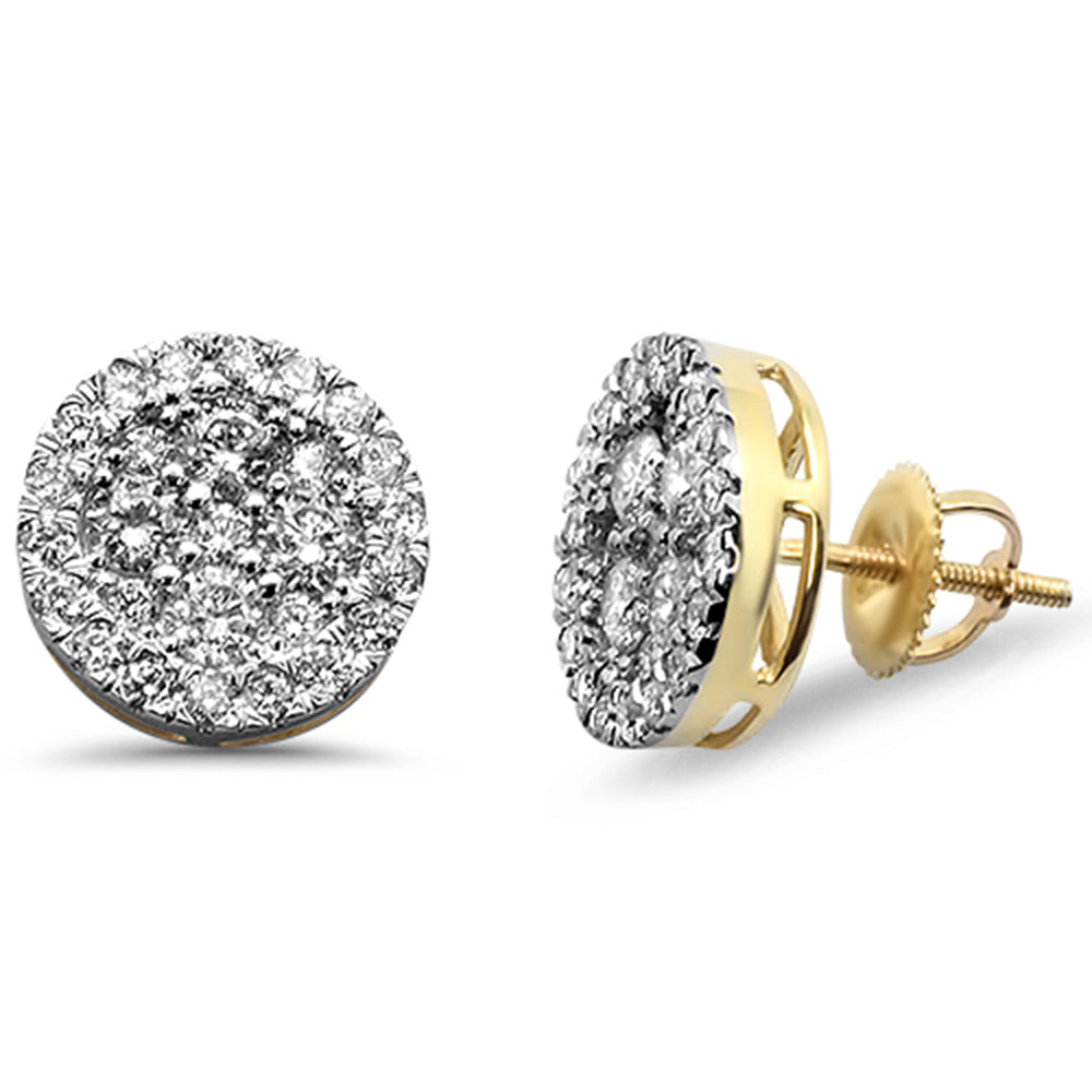 Muse Jewelry 1.52ct F SI 10K Yellow Gold Round Button Micro Pave Diamond Earrings