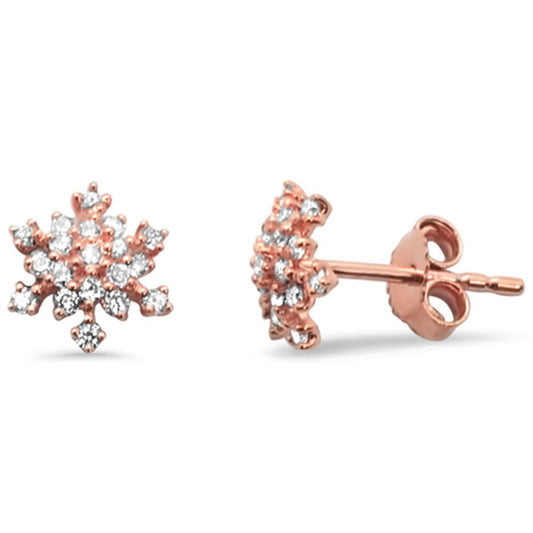 Muse Jewelry .38ct 14kt Rose Gold Diamond Snowflake Stud Earrings