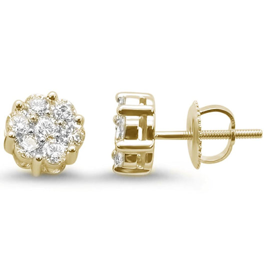 Muse Jewelry .94ct 14k Yellow Gold Round Diamond Cluster Stud Earrings