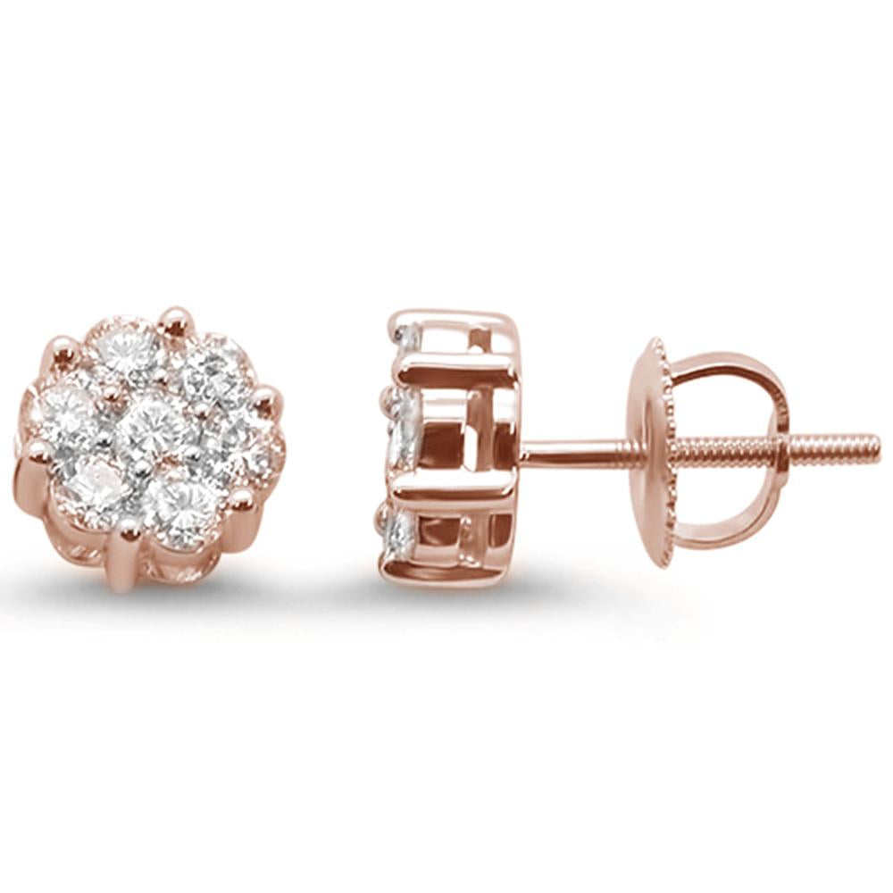 Muse Jewelry 1.0ct 14k Rose Gold Round Diamond Cluster Stud Earrings