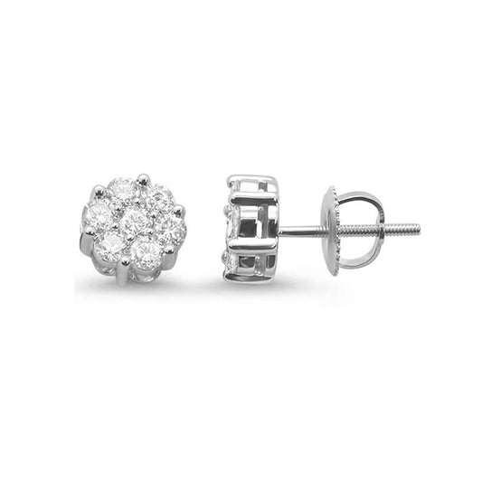 Muse Jewelry .50ct 14k White Gold Round Diamond Cluster Stud Earrings