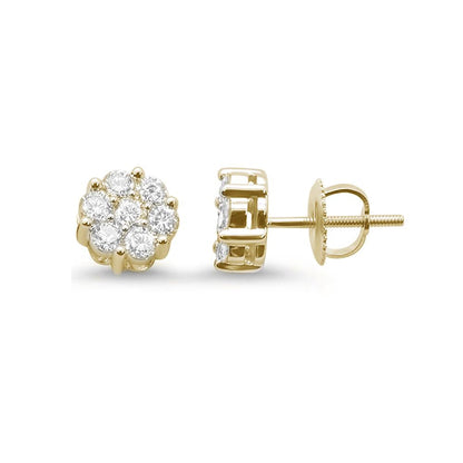 Muse Jewelry .53ct 14k Yellow Gold Round Diamond Cluster Stud Earrings